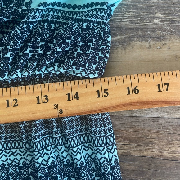 London Time Boho Tribal Print Maxi Dress Size 8 Aqua Soft Knit Sleeveless NWT - Picture 7 of 13